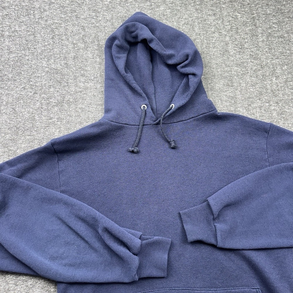 Russell Athletic Jerzees Hoodie Sweatshirt Mens M Blue Fleece Blank USA 90s Vtg